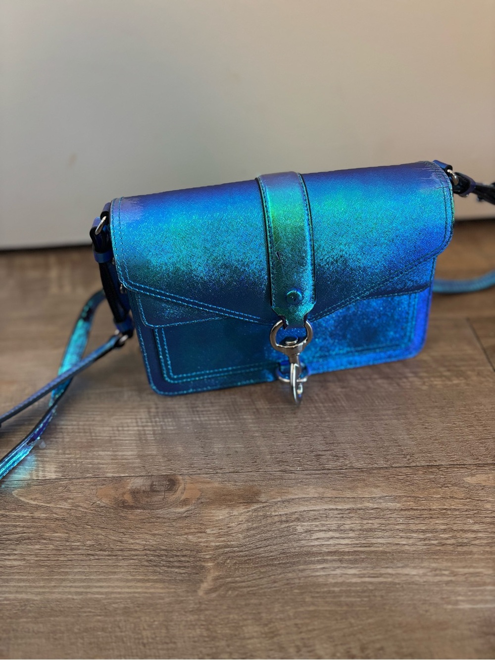 Iridescent Blue-Green Crossbody Bag